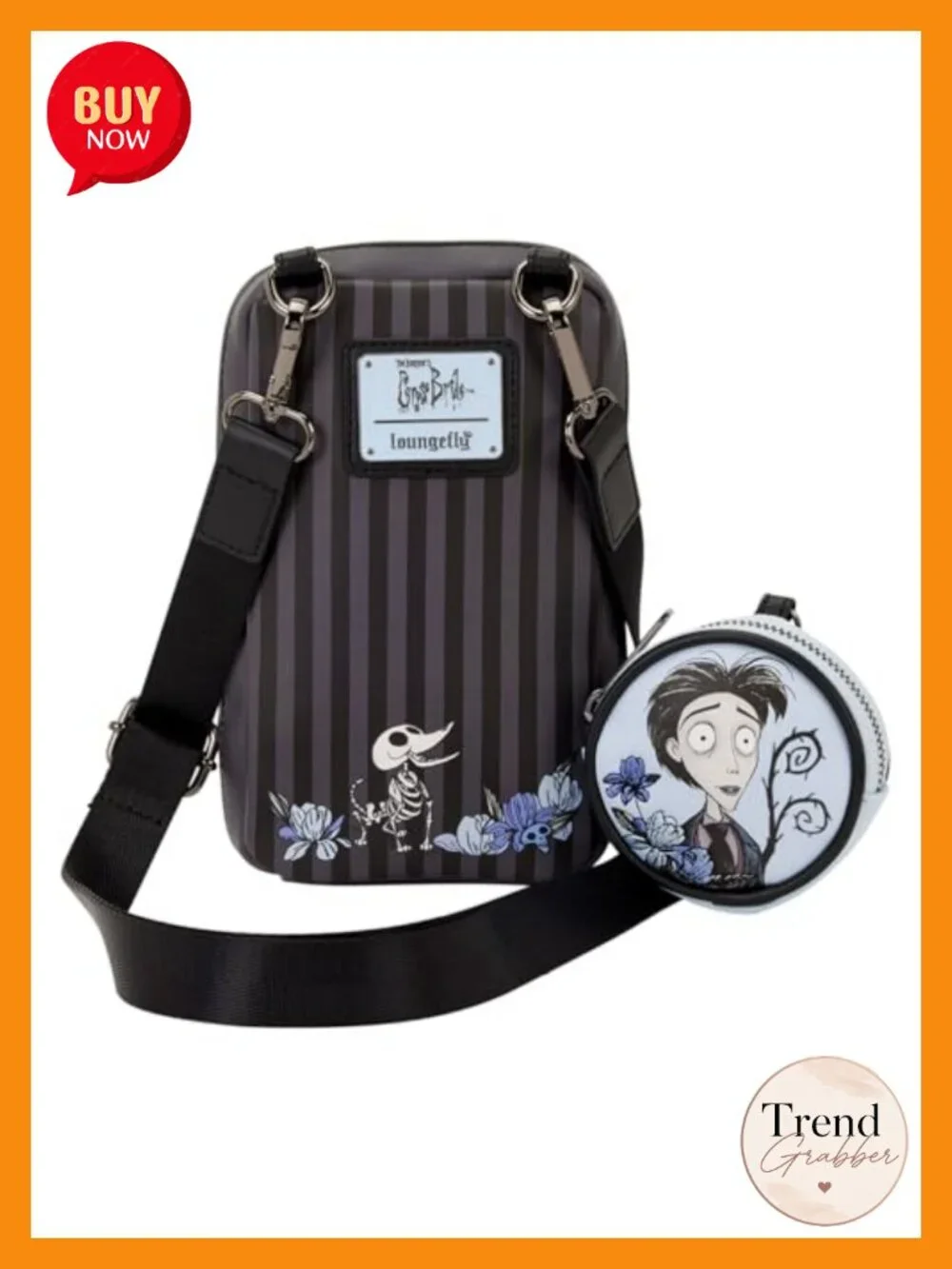 Corpse Bride Loungefly Faux Leather Crossbody Sling Bag with Coin Pouch